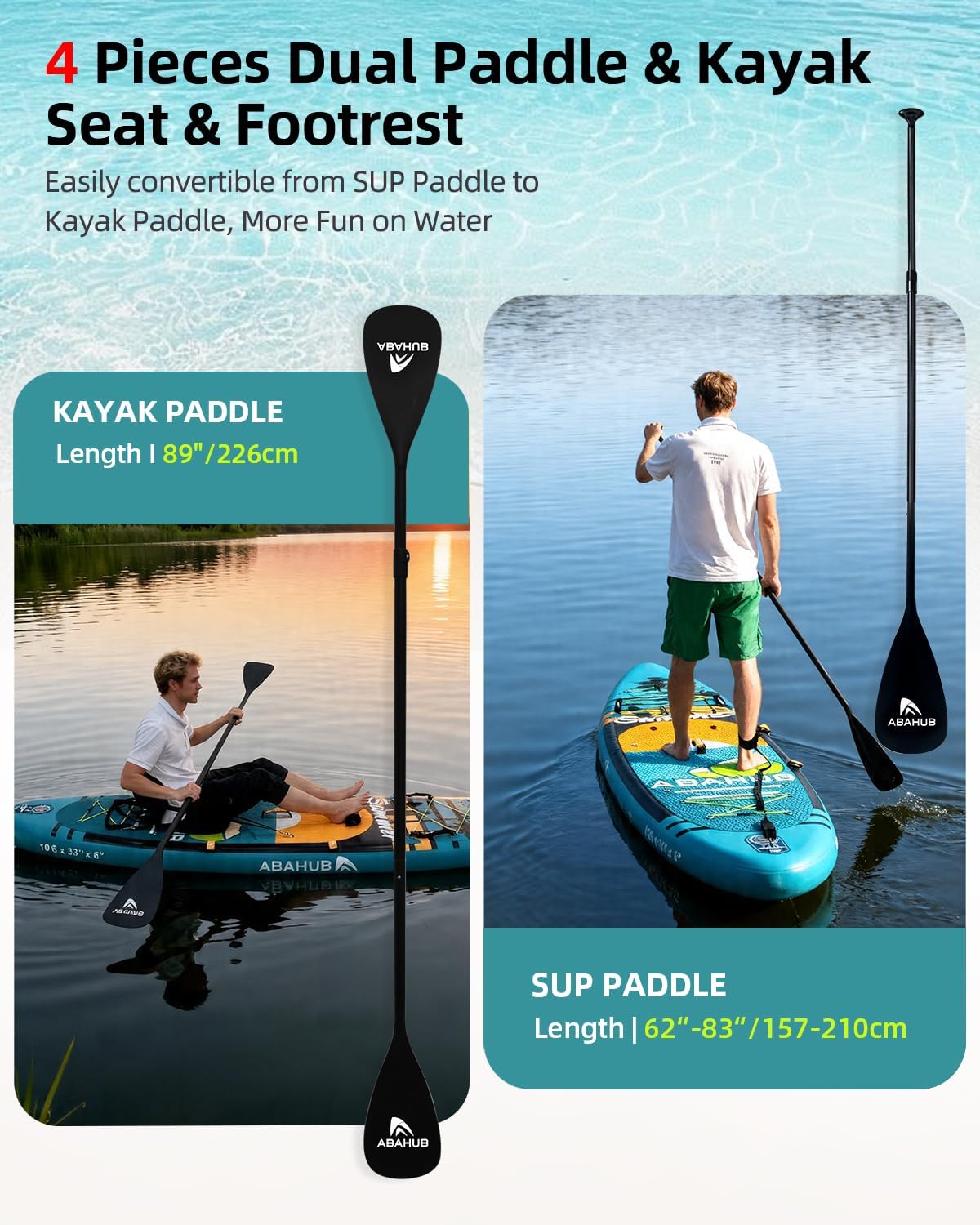 Brede opblaasbare Stand Up Pad - Fishing Kayak Paddle recensie en prijs